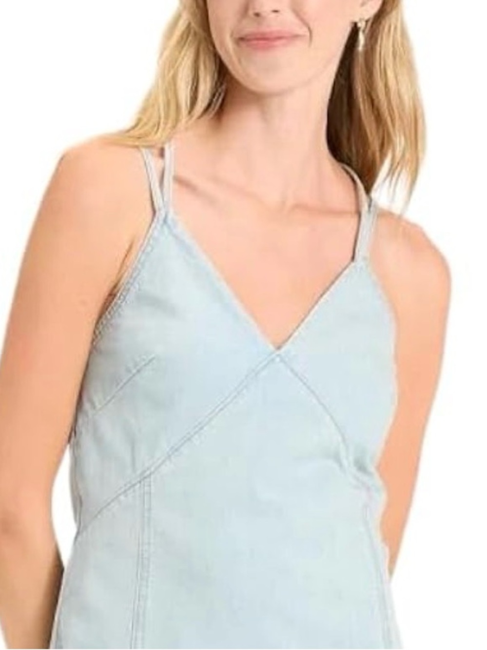 NWT Women's Cami Denim Maxi Jean Dress Light Wash Cotton Boho Cottagecore Size L - Picture 4 of 15